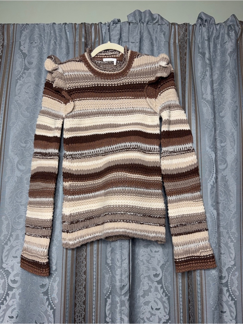 Chloe Ruffle Striped Cashmere Sweater - Picture 3 of 7